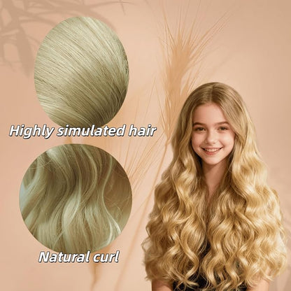 27-Inch Long Blonde Wavy Curly Wig for Women, Full Synthetic Hair Replacement Wig for Costumes, Cosplay, Parties and Everyday Styling